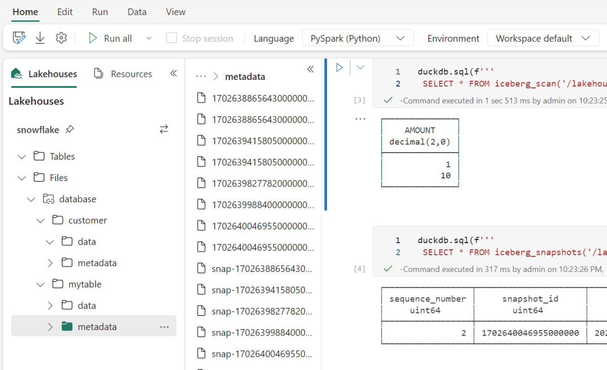 Reading Snowflake Iceberg Table using Fabric&nbsp;OneLake
